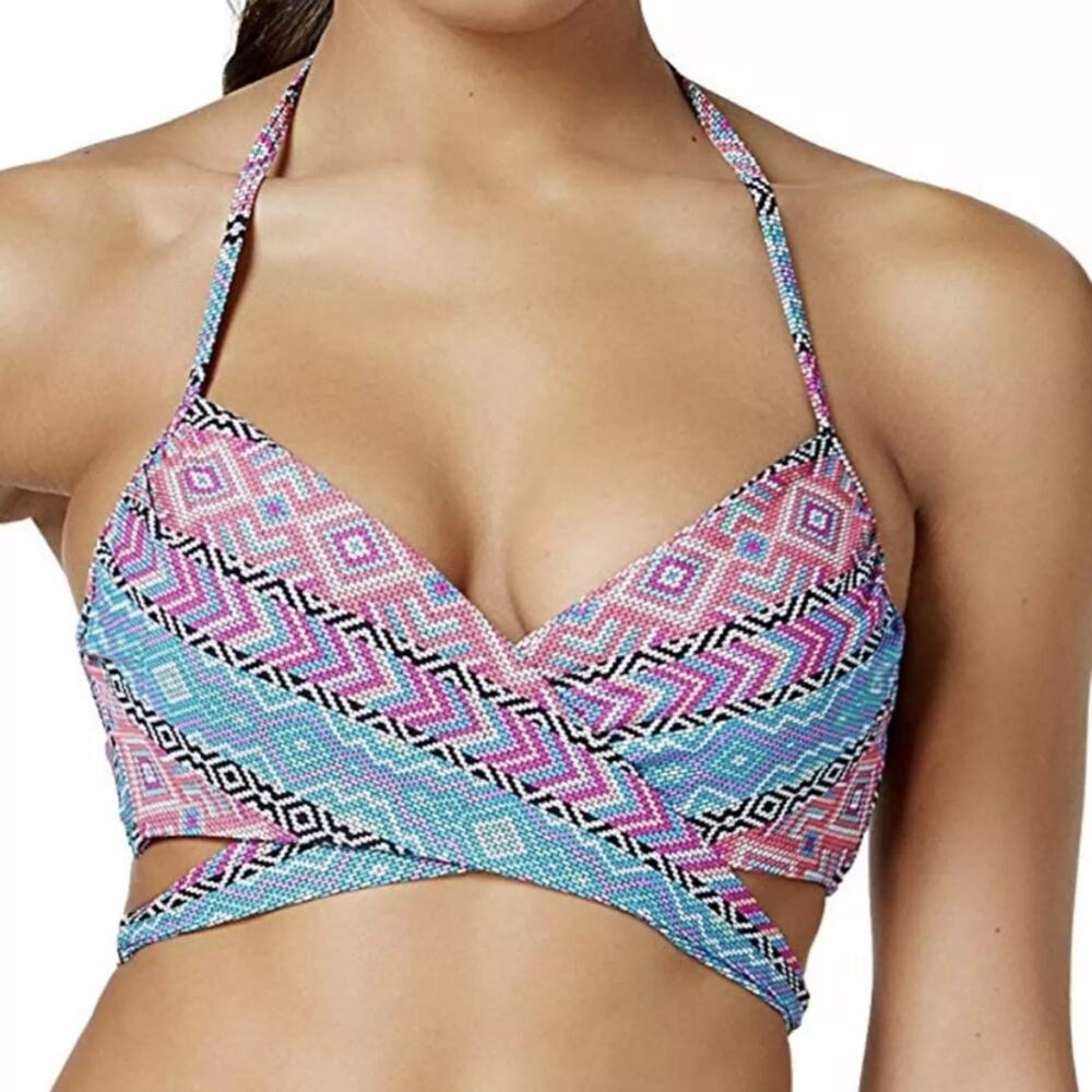 Sundazed Bikini Top Underwired Light Padding Wrap Back Multicolor Tribal 34C